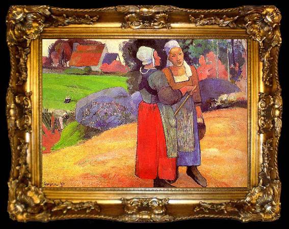 framed  Paul Gauguin Breton Peasants, ta009-2
